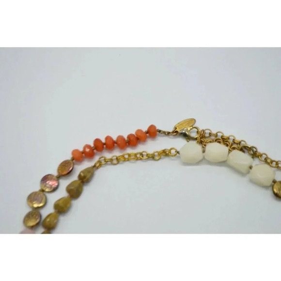 Talbots Gold Tone Pink Orange White Polished Stone - Picture 5 of 7